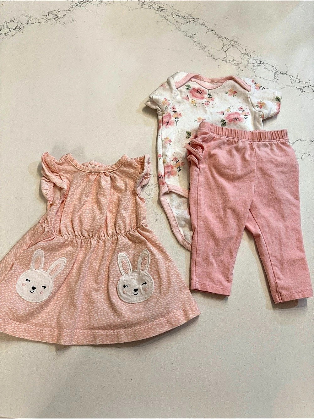 Pink Floral Bunny 3-Piece Set Like New